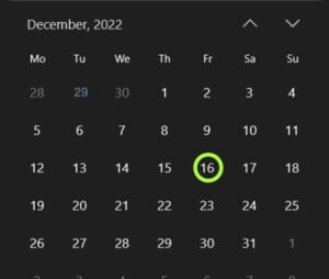 December 2022 Calendar